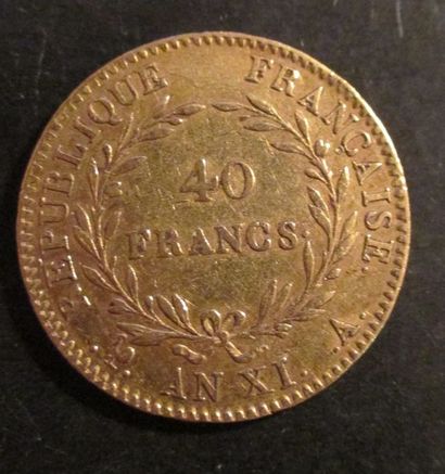 Une pièce de 40 FF en or an XI