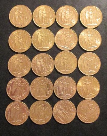 Vingt pièces de 20 FF en or