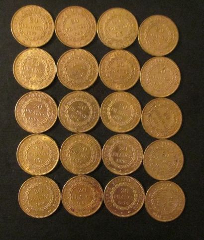 Vingt pièces de 20 FF en or