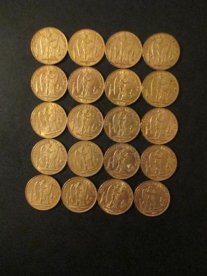 Vingt pièces de 20 FF en or