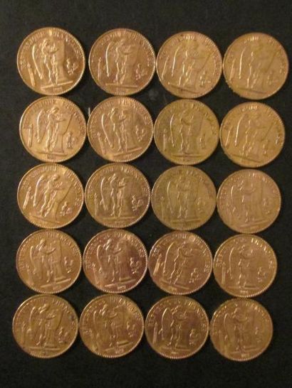 Vingt pièces de 20 FF en or
