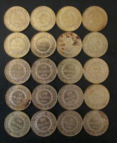 Vingt pièces de 20 FF en or