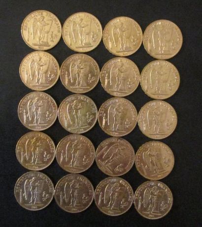 Vingt pièces de 20 FF en or