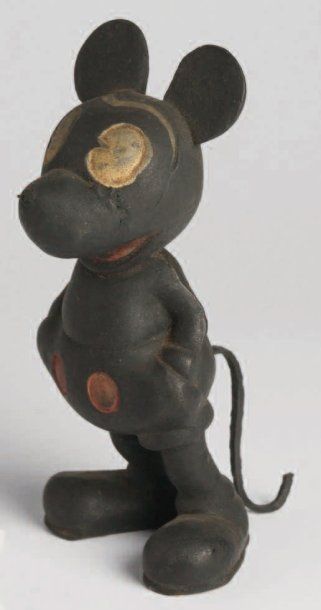 MICKEY MOUSE Figurine en latex dur noir réhaussé...