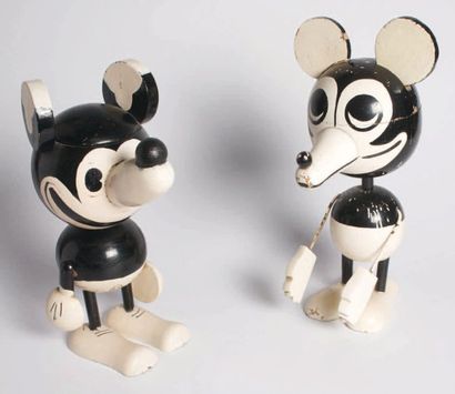 MICKEY MOUSE Paire de boîtes en bois peint...