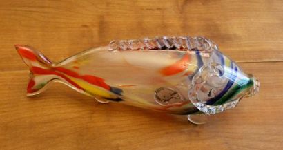 Sculpture en verre multicolore en forme de...