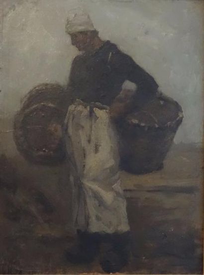 Ecole du XIXème s.

Personnage au deux paniers

Huile...