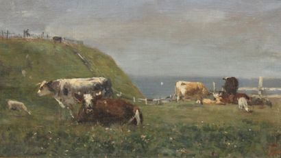 Ecole française du XIXème s.

	Vaches

	Huile...