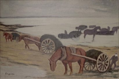 Roger ARGENTON (1908-1990) Moissonneurs en...
