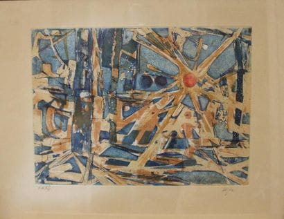 Albert LAUZERO (1909-2006) Sole éclaté Estampe...