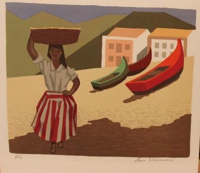 LARS NOORMAN (1915-1979) Bateaux, Femme au...