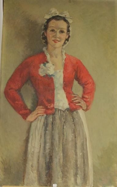 Ecole moderne Jeune femme à la veste rouge...
