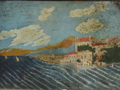 Ecole moderne Paysage de bord de mer Huile...