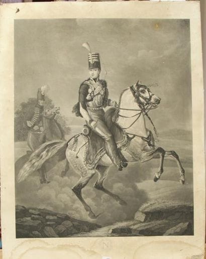 Gravure en noir et blanc représentant le...