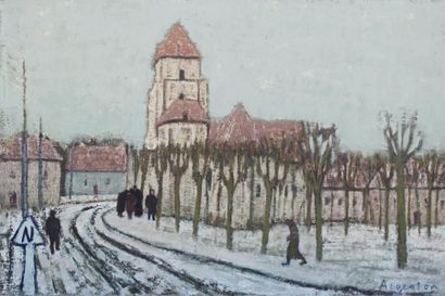 Roger ARGENTON (1908-1990) Village animé...