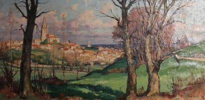 Gaston BALANDE (1880-1971) Paysage au village...