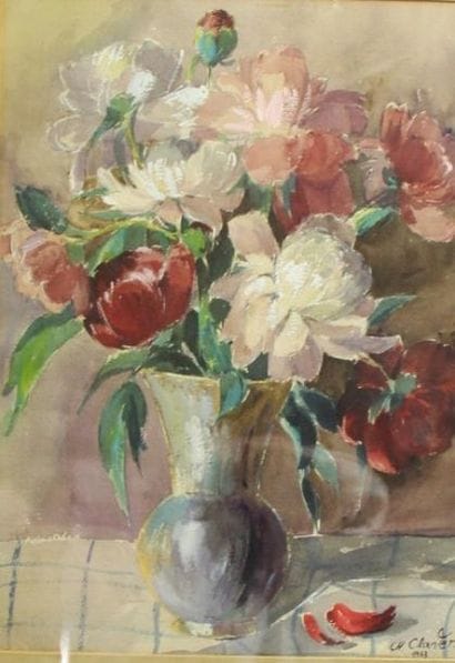 Ecole moderne Bouquets de fleurs Aquarelle...