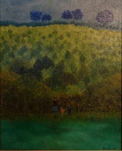 KARIBOU Paysage Quatre huiles sur toile 41...