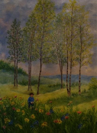 KARIBOU Paysage Quatre huiles sur toile 41...