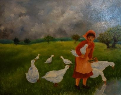 KARIBOU Paysage Quatre huiles sur toile 41...