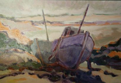 Gérard VIEILLEVIE (1939-1992) Bateau sur...