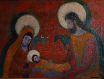 Dan WALCK (1909-2002) La nativité Huile sur...