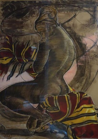 Maria MORGAN-SNELL (1920-2007) Le repas Aquarelle...