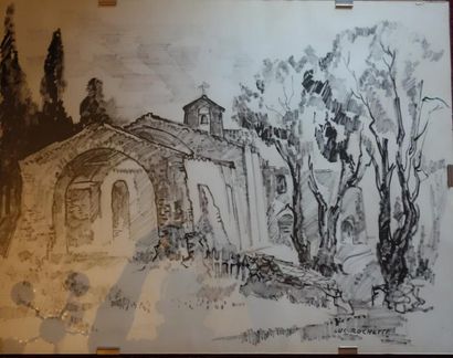 - Luc ROCHETTE Paysage, deux lavis d'encre...