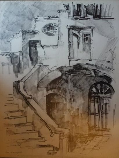 - Luc ROCHETTE Paysage, deux lavis d'encre...