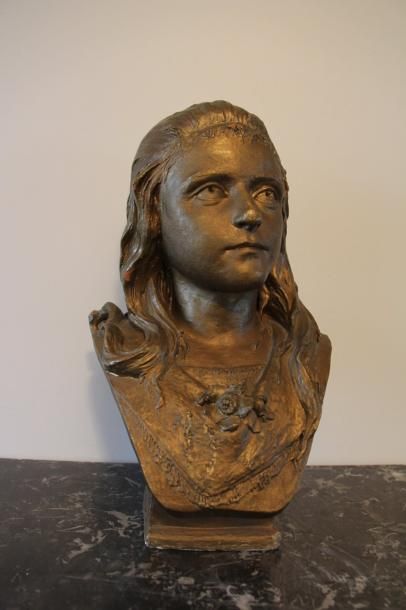 E. LOOSEN Buste de jeune fille Sculpture...