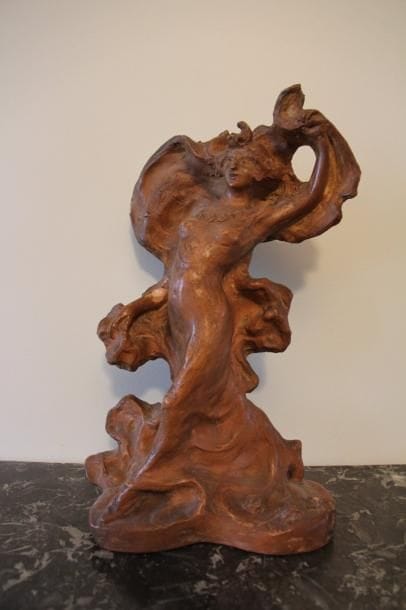 Ecole moderne Femme au drapé Sculpture en...