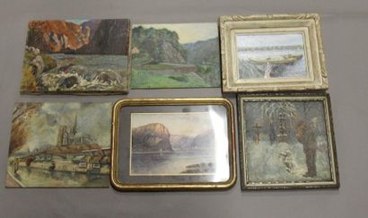Ecole moderne Paysages Dix huiles sur toile...