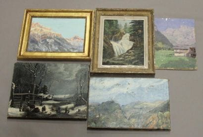 Ecole moderne Paysage de montagne Dix huiles...