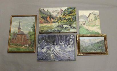 Ecole moderne Paysage de montagne Dix huiles...