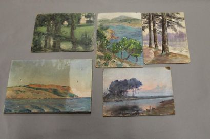 Ecole moderne Paysage bord de mer Dix huiles...