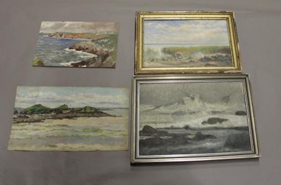 Ecole moderne Paysage bord de mer Dix huiles...