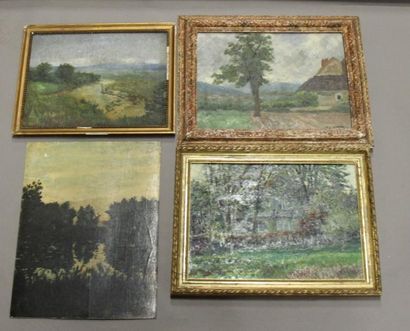 Ecole moderne Paysage Dix huiles sur toile...