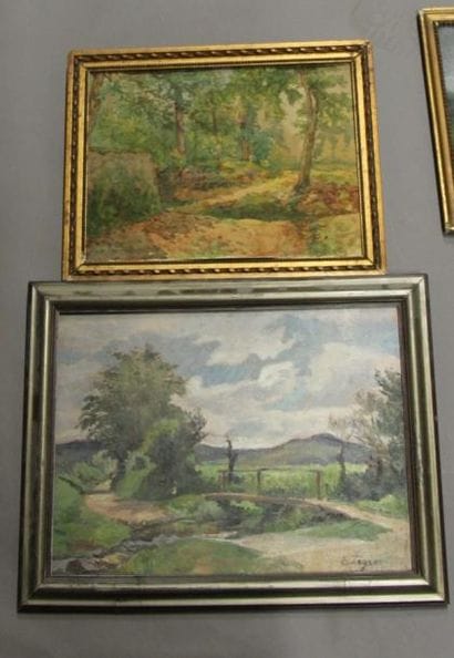 Ecole moderne Paysage Dix huiles sur toile...