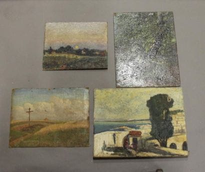 Ecole moderne Paysage Dix huiles sur toile...