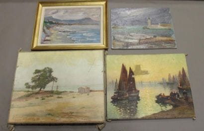 Ecole moderne Paysage bord de mer Dix huiles...