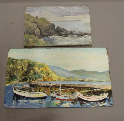 Ecole moderne Paysage bord de mer Dix huiles...