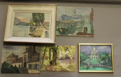Ecole moderne Paysage Dix huiles sur toile...