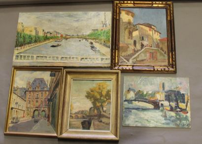 Ecole moderne Paysage Dix huiles sur toile...