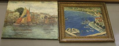 Ecole moderne Paysage bord de mer Six huiles...
