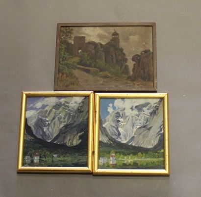 Ecole moderne Paysage de montagne 10 huiles...