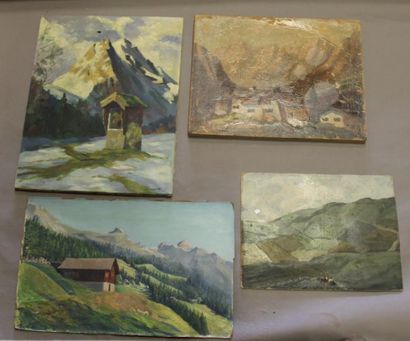 Ecole moderne Paysage de montagne 10 huiles...