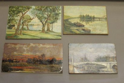 Ecole moderne Paysage 12 huiles sur toiles...