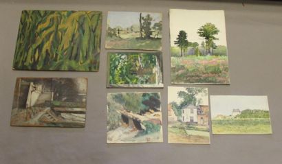 Ecole moderne Paysage 12 huiles sur toiles...