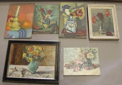 Ecole moderne Nature-mortes aux bouquets...