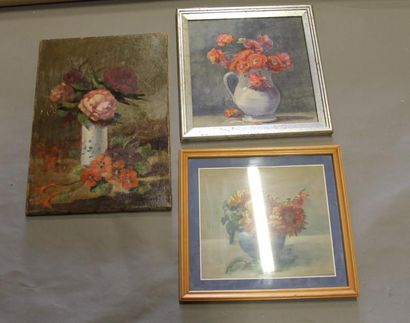 Ecole moderne Nature-mortes aux bouquets...